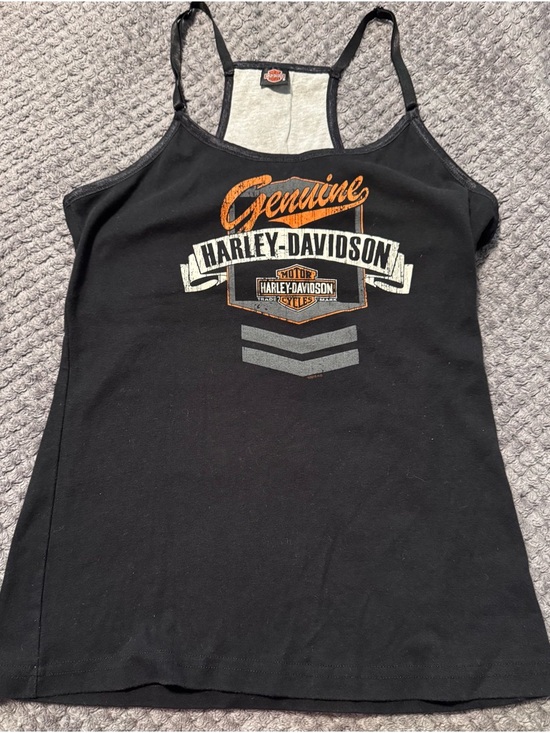 Harley-Davidson Tops - Harley-Davidson Black Tank Top with Orange 'Genuine' Script